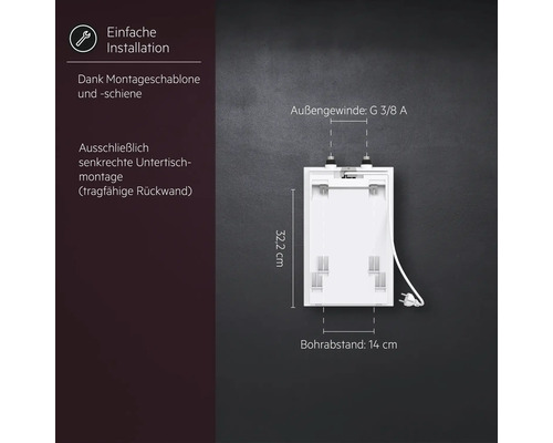 Kleinspeicher mit den Maßen 32,2 cm Höhe und 14 cm Bohrabstand