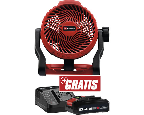 Einhell Akku-Ventilator GE-CF 18/2200 Li + GRATIS Zugabeartikel PXC Starter-Kit 18V 2,5 Ah Einhell Akku-Ventilator mit Akku und Ladegerät