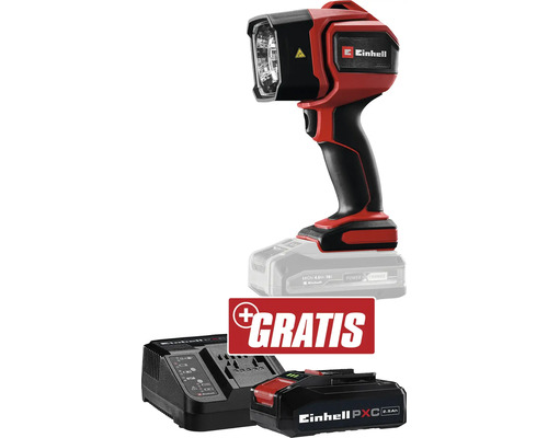 Einhell Akku-Lampe TC-CL 18/350 Li + GRATIS Zugabeartikel PXC Starter-Kit 18V 2,5 Ah Einhell Akku-Lampe mit Akku und Ladegerät im Set