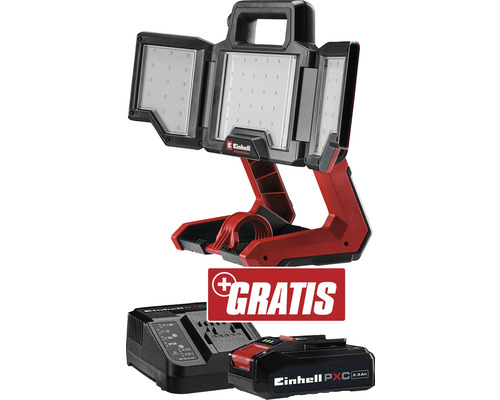 Einhell Akku-Lampe TP-CL 18/3000 Li + GRATIS Zugabeartikel PXC Starter-Kit 18V 2,5 Ah Einhell Akku-Baustrahler mit Akku und Ladegerät