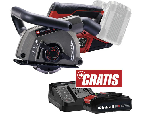 Einhell Akku-Mauernutfräse TP-MA 36/30 Li BL + GRATIS Zugabeartikel PXC Starter-Kit 18V 2,5 Ah Einhell Fliesenschneider mit Akku, Ladegerät und Gratis-Aktion