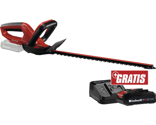 Einhell Akku-Heckenschere GC-CH 1846 Li + GRATIS Zugabeartikel PXC Starter-Kit 18V 2,5 Ah Einhell Akku Heckenschere mit Akku und Ladegerät