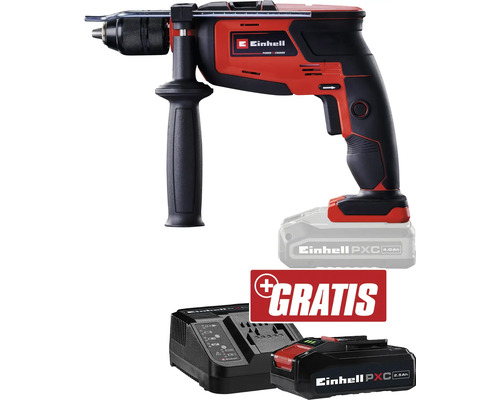 Einhell Akku-Schlagbohrmaschine TE-ID 18 Li + GRATIS Zugabeartikel PXC Starter-Kit 18V 2,5 Ah Einhell Akku-Bohrhammer mit Akku, Ladegerät und Gratis-Akku
