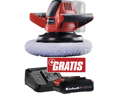 Einhell Akku-Autopoliermaschine CE-CB 18/254 Li + GRATIS Zugabeartikel PXC Starter-Kit 18V 2,5 Ah Einhell Akku-Poliermaschine mit Akku, Ladegerät und Polieraufsatz