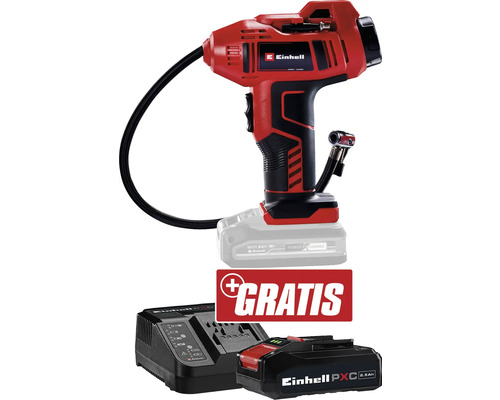 Einhell Akku-Autokompressor CE-CC 18 Li + GRATIS Zugabeartikel PXC Starter-Kit 18V 2,5 Ah Einhell Akku-Luftpumpe mit Akku und Ladegerät