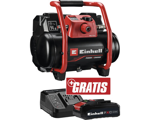 Einhell Akku-Kompressor TE-AC 36/150 Li OF + GRATIS Zugabeartikel PXC Starter-Kit 18V 2,5 Ah Einhell Akku-Kompressor mit Akku und Ladegerät