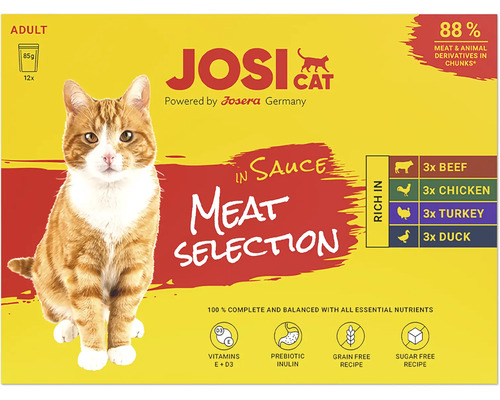 Josi Cat Adult Katzenfutter im Multipack mit Fleischauswahl in Sauce