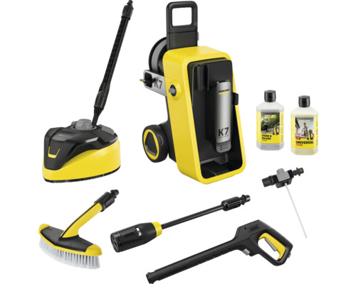 Kärcher Hochdruckreiniger K7 mit Zubehör wie Flächenreiniger, Waschbürste, Strahlrohr und Reinigungsmittel