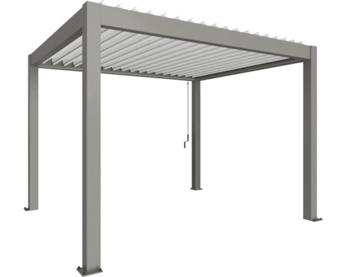 Pergola Biohort 3,5x3 inkl. beweglichen, isolierten Lamellendach für geringere Geräuschentwicklung und Wärmeabstrahlung 368 x 312 cm quarzgrau-metallic/Lamellen Dach weiß Freistehende Pergola mit Lamellendach für den Außenbereich