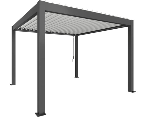 Pergola Biohort 3,5x3,5 inkl. beweglichen, isolierten Lamellendach für geringere Geräuschentwicklung und Wärmeabstrahlung 368 x 368 cm dunkelgrau-metallic/Lamellen Dach weiß Freistehende Pergola mit Lamellendach