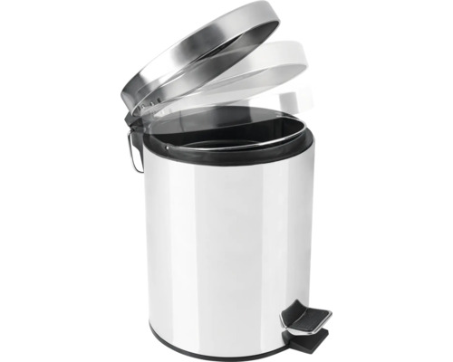 Treteimer aus Metall mit offenem Deckel