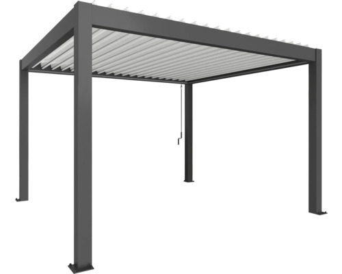 Pergola Biohort 4x3,5 inkl. beweglichen, isolierten Lamellendach für geringere Geräuschentwicklung und Wärmeabstrahlung 405 x 368 cm dunkelgrau-metallic/Lamellen Dach weiß Freistehende Pergola mit Lamellendach