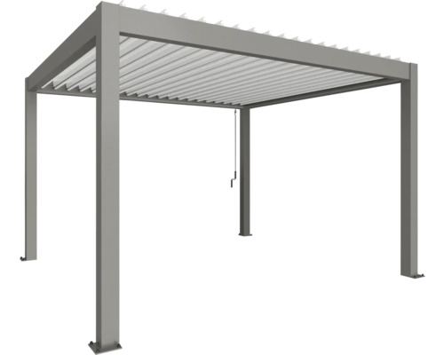 Pergola Biohort 4x3,5 inkl. beweglichen, isolierten Lamellendach für geringere Geräuschentwicklung und Wärmeabstrahlung 405 x 368 cm quarzgrau-metallic/Lamellen Dach weiß Pergola mit Lamellendach und Gestell