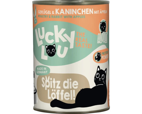 Lucky Lou Katzenfutter Geflügel und Kaninchen mit Äpfeln in Dose