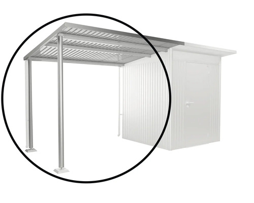 Seitendach Biohort Avantgarde A1, A5 243 x 220 x 218 cm silber Metallcarport zur Überdachung von Fahrzeugen