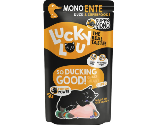 Lucky Lou Mono Ente Katzenfutter, getreidefrei und ohne Zuckerzusatz