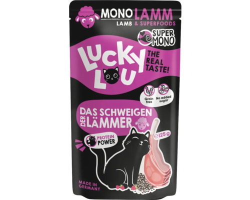 Lucky Lou Mono Lamm Katzenfutter, 125 Gramm Packung