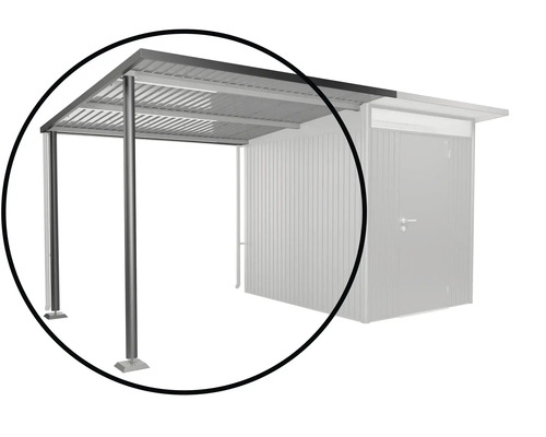 Überdachung mit Metallpfosten und Dach