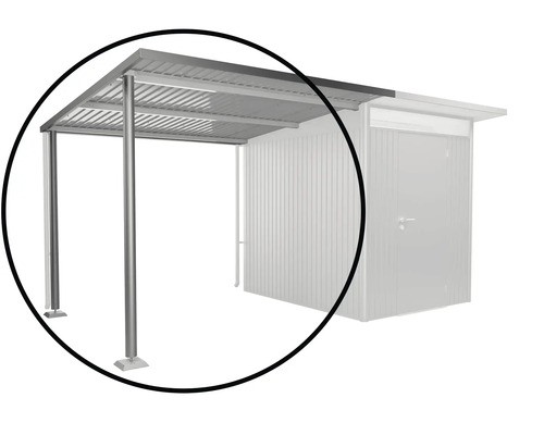 Metallcarport mit Stützpfeilern und überdachtem Dach