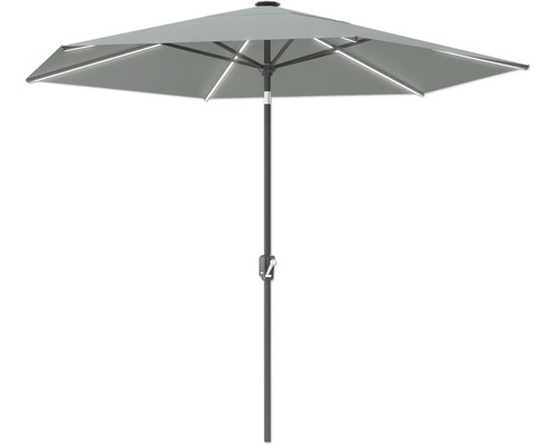Grauer Gartenschirm mit mittigem Mast