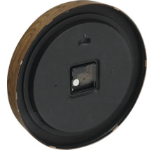 Rückseite einer Wanduhr mit Holzrahmen und Uhrwerk