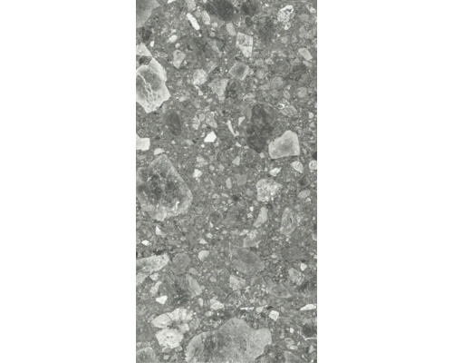 Graue Steinzeugfliese mit Steindekor