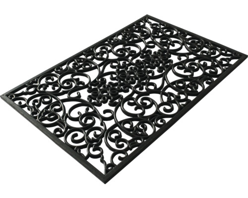 Rechteckige Fußmatte mit floralem Muster.