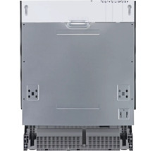 Rückansicht eines Geschirrspülers, die Details zur Installation und zum Anschluss zeigt.