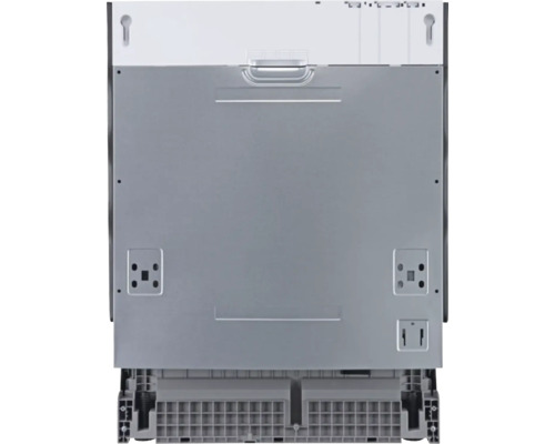 Rückansicht eines Geschirrspülers, die Details zur Installation und zum Anschluss zeigt.