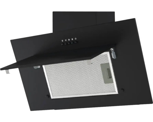 Schwarze Dunstabzugshaube mit Metallfettfilter