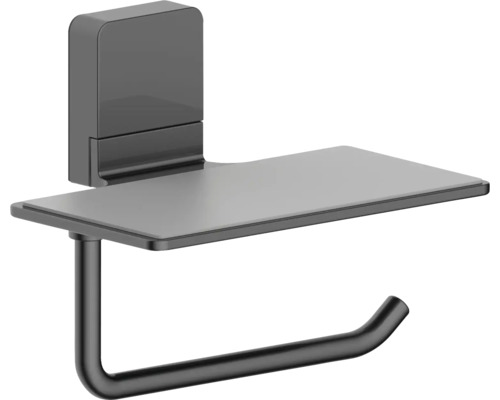 REIKA Toilettenpapierhalter mit Ablage Ovaro magnetisch schwarz matt ohne Montageplatte Toilettenpapierhalter mit Ablage