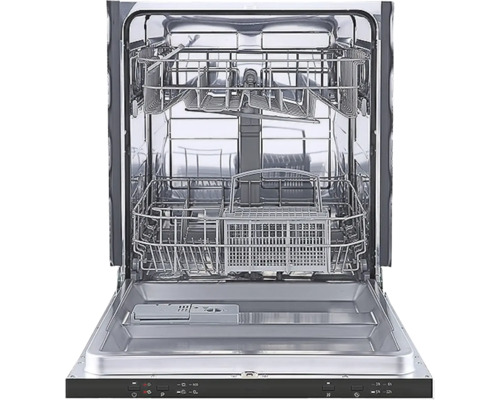 Geöffneter Geschirrspüler mit Körben für Geschirr und Besteck