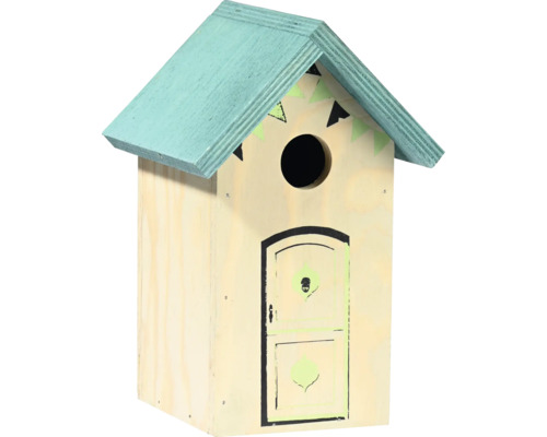 Vogelhaus aus Holz mit Dekoration