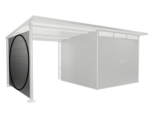 Garage mit Seitenelement aus Stahl