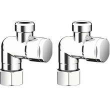 Zwei verchromte Eckventile für Heizkörper