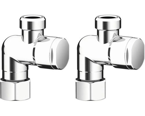 Zwei verchromte Eckventile für Heizkörper