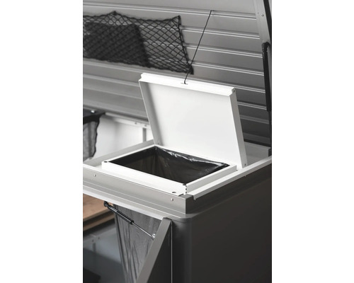 Müllsackhalter Biohort HighBoard 160 44 x 60 x 4 cm grau Mülltrennsystem mit offenem Deckel und Netztasche zur Abfalltrennung