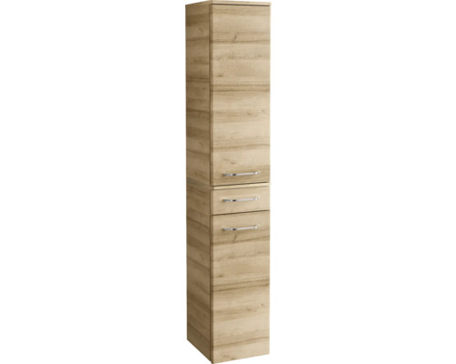 Hochschrank FACKELMANN Milano Asteiche 30 cm breit Hochschrank aus Holz mit Schubladen und Metallgriffen für das Badezimmer