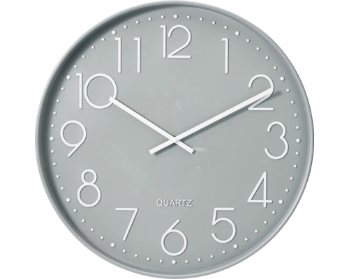 Wanduhr grau Ø 50 cm Graue Wanduhr mit Quarzwerk und Zifferblatt