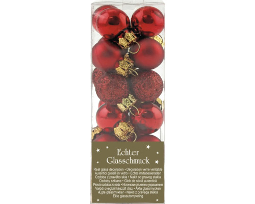 Verpackung rote Christbaumkugeln aus Glas