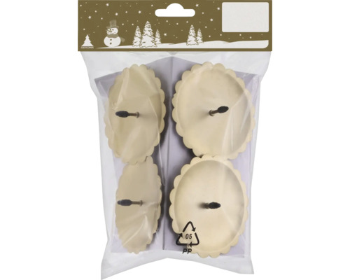 Vier Kerzenhalter aus Metall in einer Verpackung