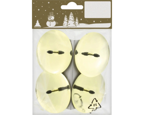 Vier goldfarbene Geroma Christbaumkerzen in Verpackung