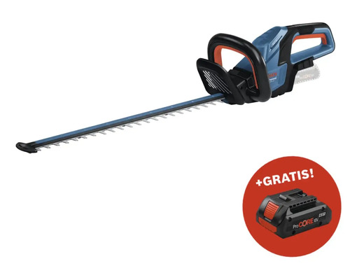 Akku-Heckenschere Bosch Professional GHE 18V-60 (II) + GRATIS Zugabeartikel Akkupack Bosch Professional ProCORE18V 4.0Ah Bosch Akku Heckenschere mit zusätzlichem Akku