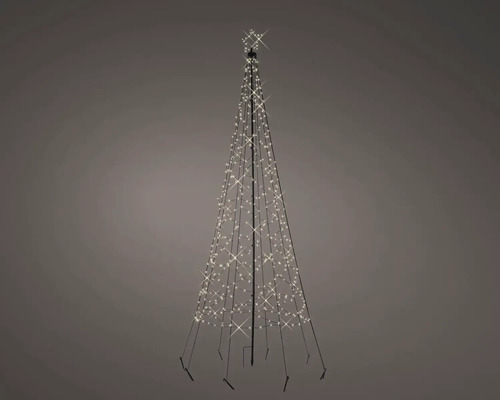 Dekorativer Lichtbaum mit Sternspitze und warmweißen Lichtern für den Innen- und Außenbereich.