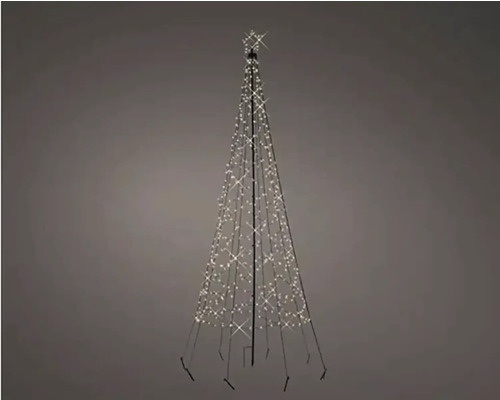 480 LED Fahnenmast Baum Lichterkette Lumineo H 320 cm Warmweiß Dekorativer Lichtbaum mit Stern für den Innen- und Außenbereich