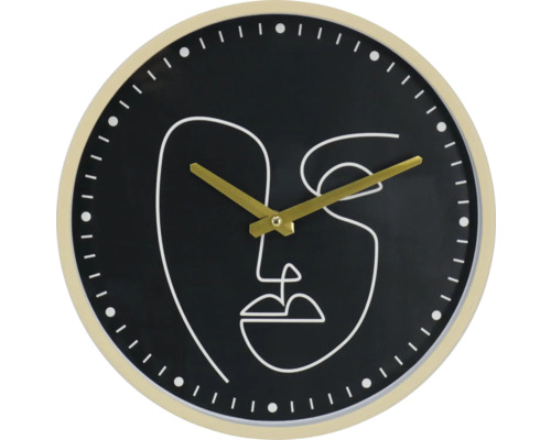 Wanduhr mit abstraktem Gesichtsmuster