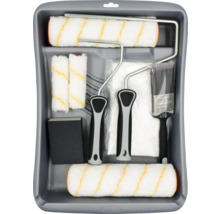 Farbeimer-Set mit Farbrollern, Pinsel, Schleifklotz und Abdeckfolie