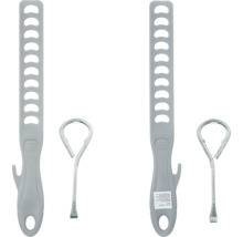 Zwei graue Spanngurte und zwei Dosenöffner