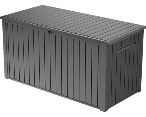 Aufbewahrungsbox Keter Lineus Deck Box 145 x 70,6 x 73,8 cm grau Graue Gartenbox mit Lattenoptik und Griffmulden