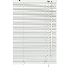 Weiße Jalousie mit horizontalen Lamellen für Fenster